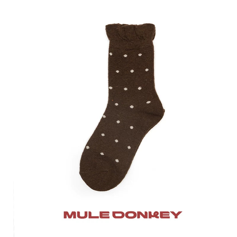 Mule Donkey Polka Dot Medium Tube Wool Stacking Socks
