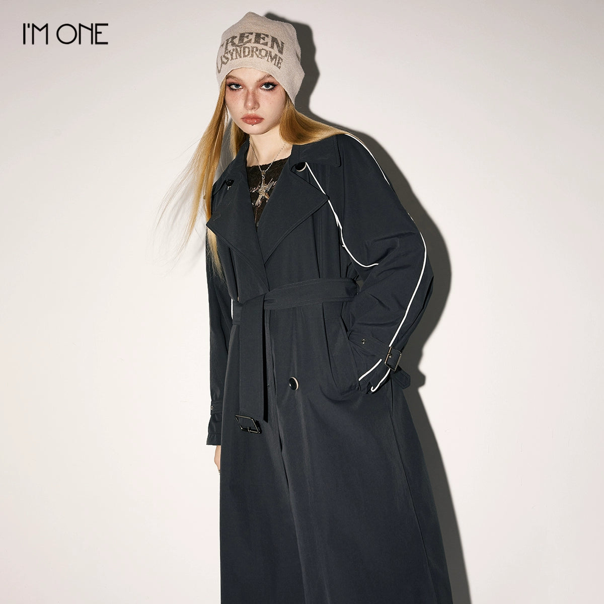 Imone Contrasting Reflective Strip Casual Trench Coat