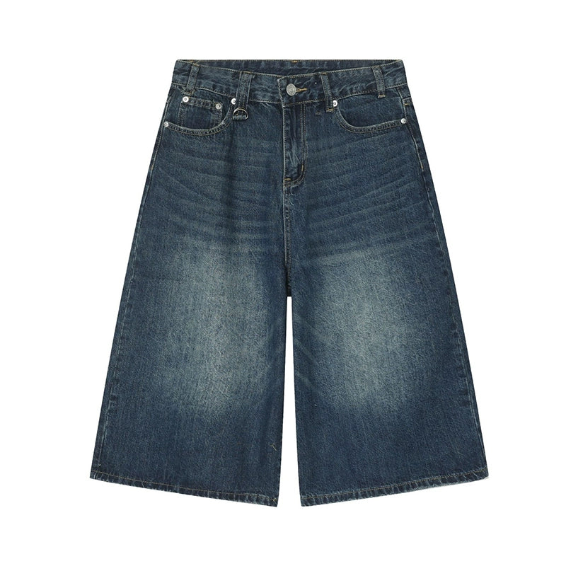 PUBLICRADIO Retro Silhouette Washed Denim Cropped Shorts