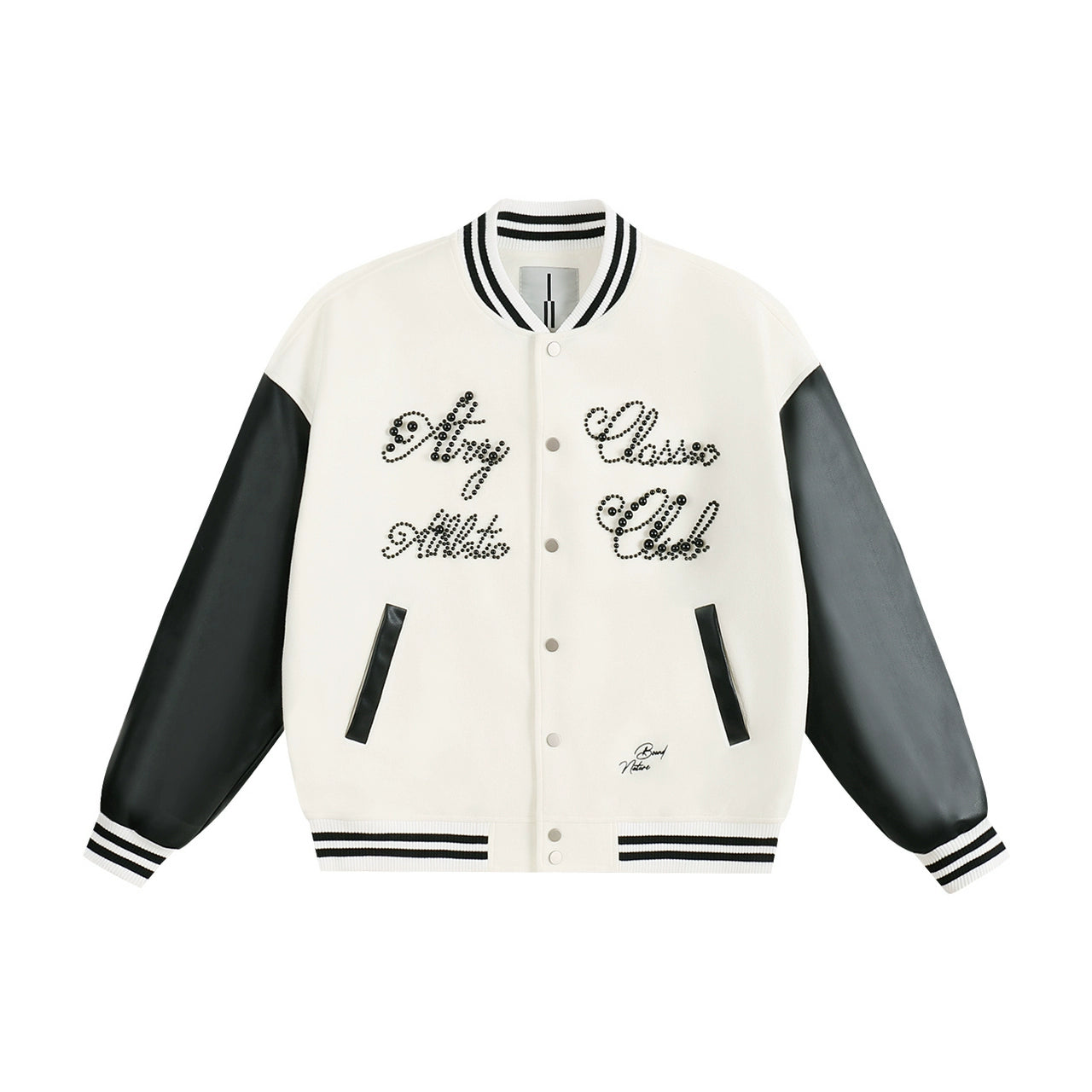 ATRY Letter Beaded Vintage Contrasting Jacket