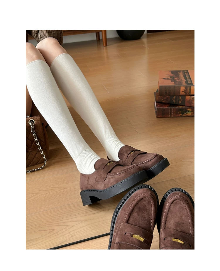 CHRNDXEE Retro Suede Platform Versatile Mary Jane Shoes