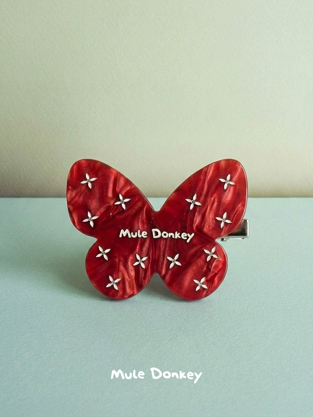 Mule Donkey Red Butterfly New Year's Lucky Ingot Bangs Clip