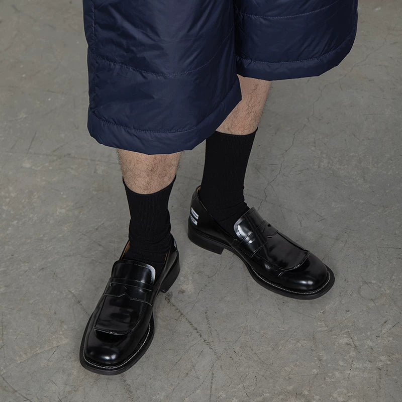 CONP Retro One-pedal Square Head Leather Shoes