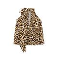 Zero Leopard Print Neck Spice Girl Chiffon Sleeveless Top