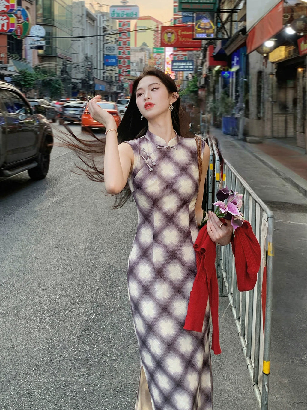 ZIHE Knitted Stretch Cheongsam Dress