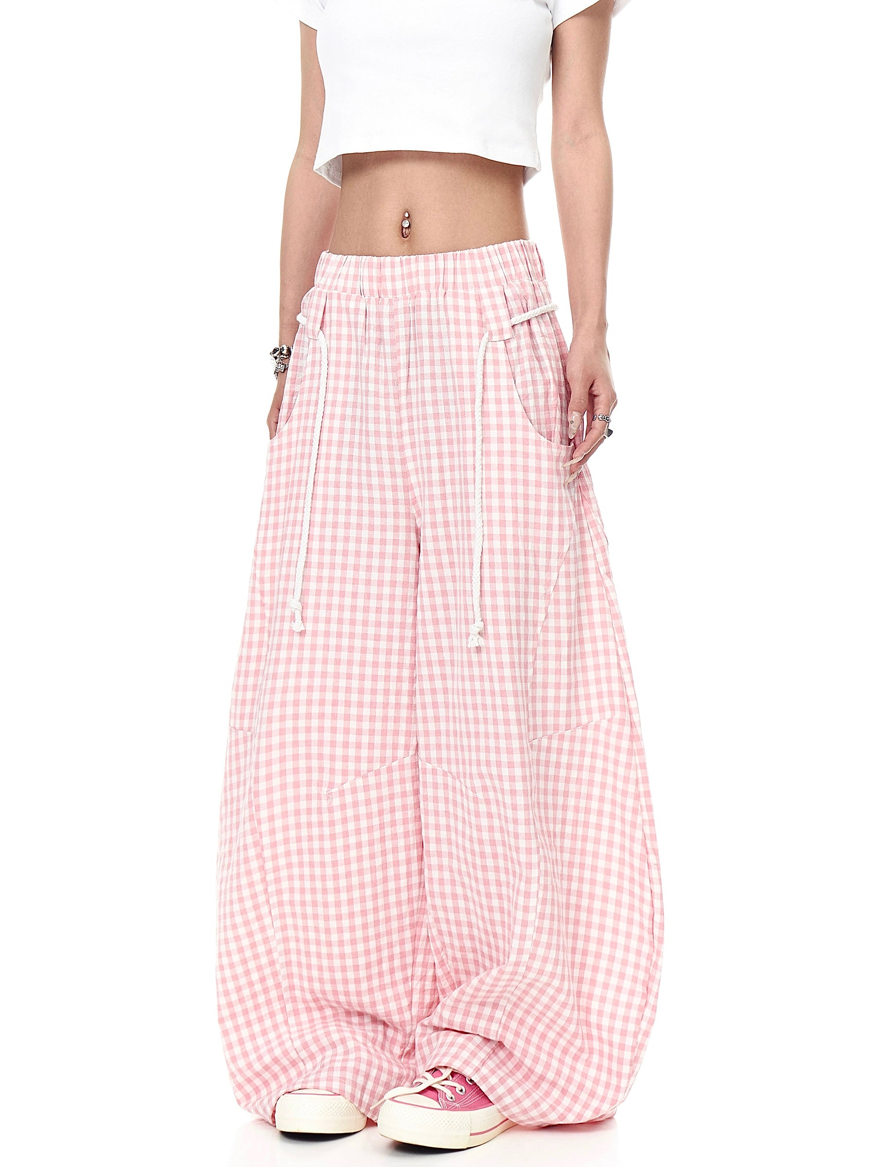 BLACKLISTS Lazy Pink Plaid Scimitar Pants