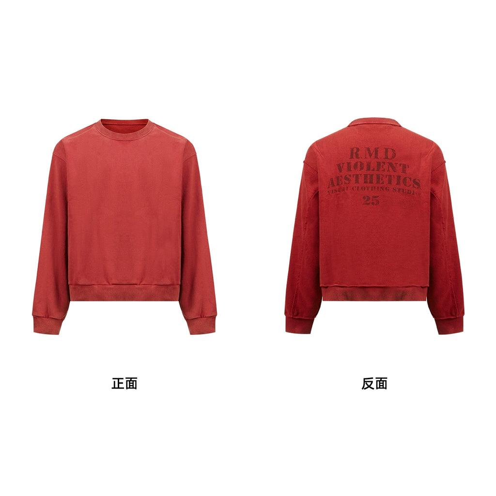 Remedy Vintage Double Sided Loose Crew Neck Sweater