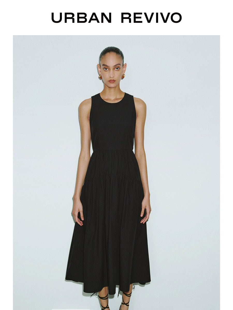 URBAN REVIVO French Back Hollow Lace-Up Sleeveless Dress