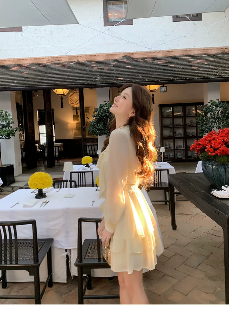 Pusumede Bow-tie Chiffon Dress