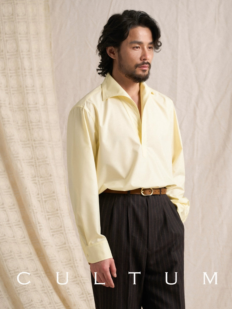CULTUM Half-open One Piece Silky Cool Long-sleeved Shirt Men