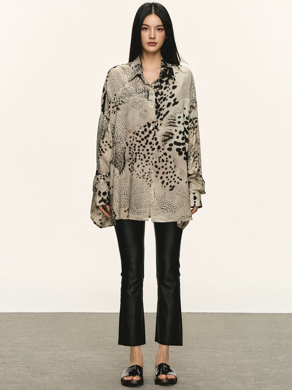 Anna Aneae Leopard Print Long Sleeve Shirt