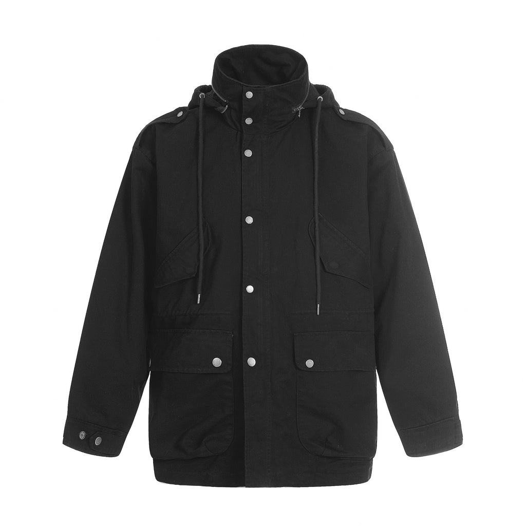 11KN Vintage Hooded Stand-up Collar Tooling Jacket