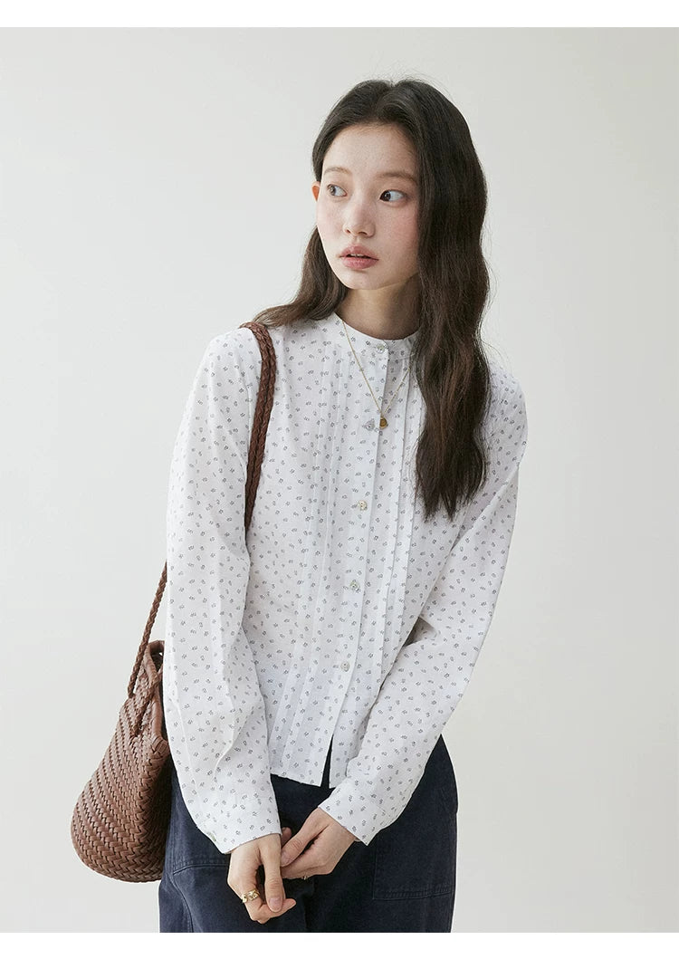 VOOE Floral Round Neck Long-sleeved Shirt