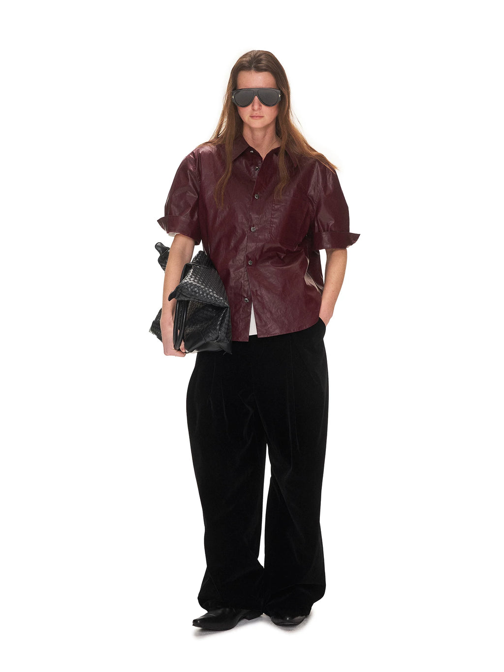 ANTERIOR LOVED Leather Texture Waterproof Short-sleeved Shirt