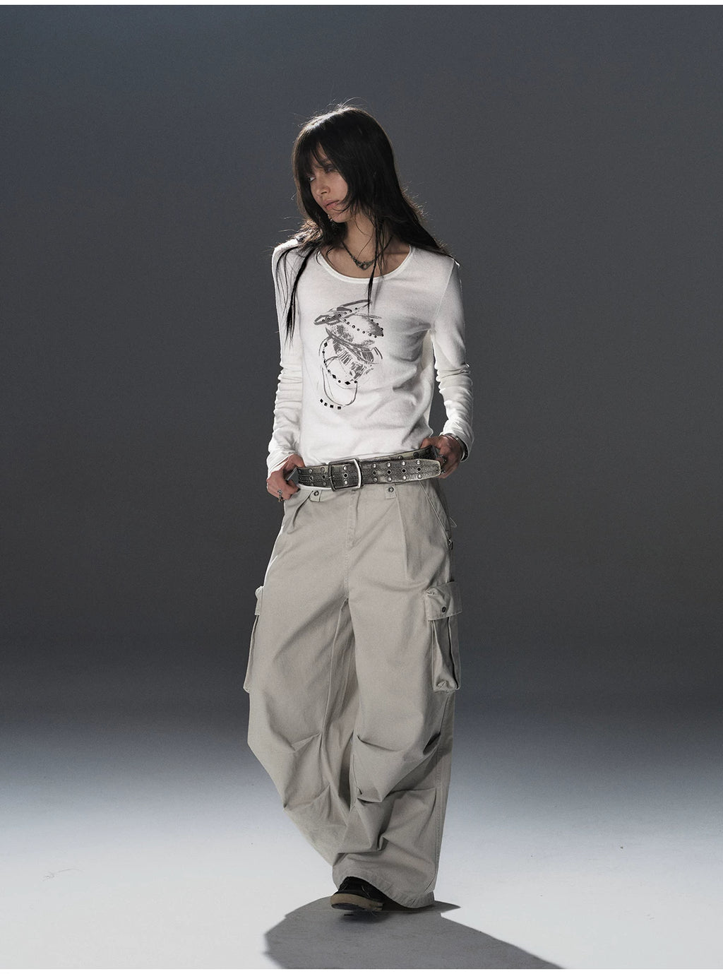 WearAndtear Metal Diamond Slim Fit Crew Neck Long Sleeve