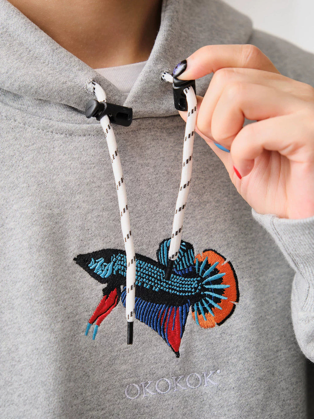 Battles Loose Contrast Embroidered Hooded Sweater