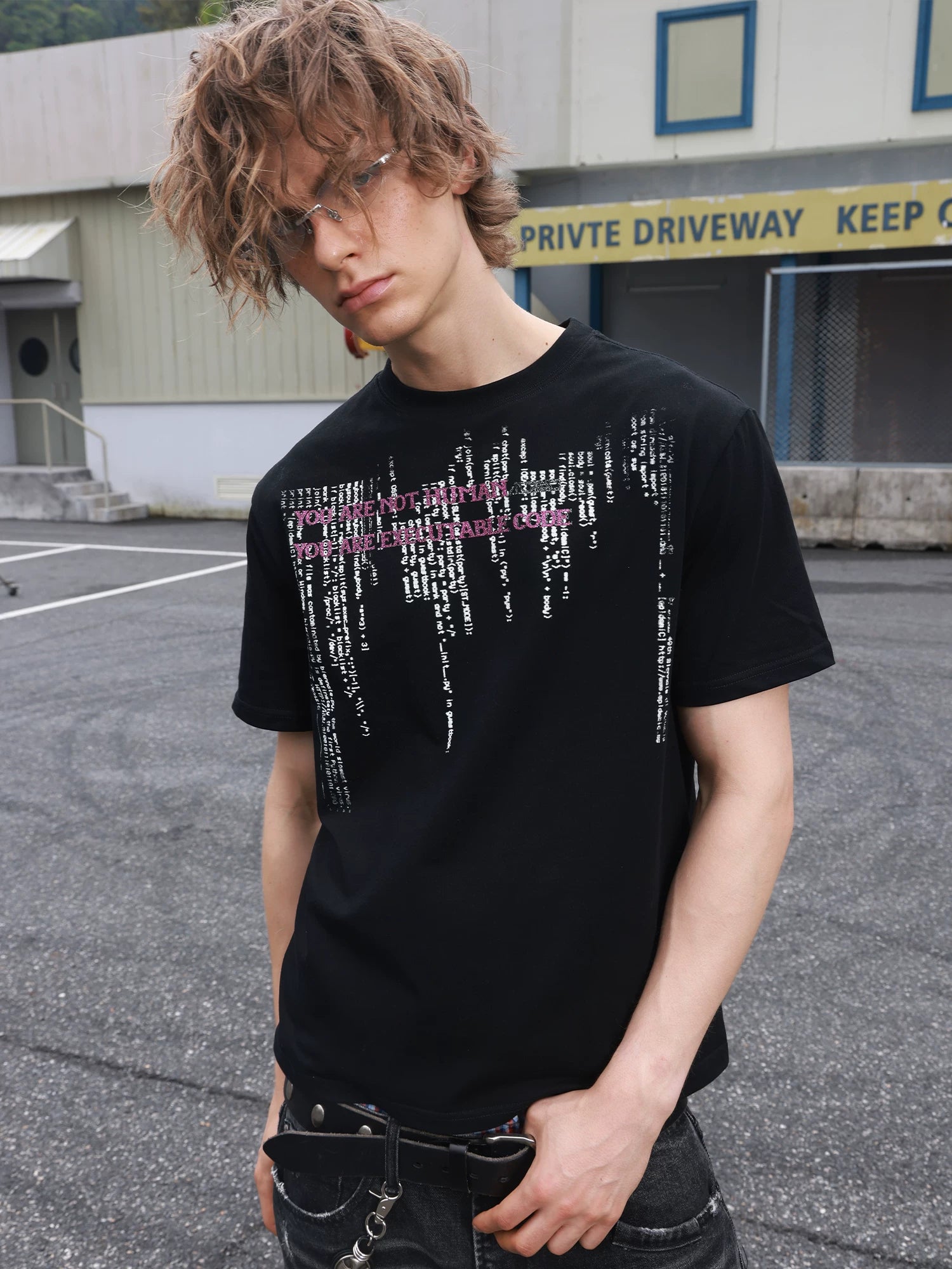 SAXGENWON Retro Hot Drill Front Shoulder Tee