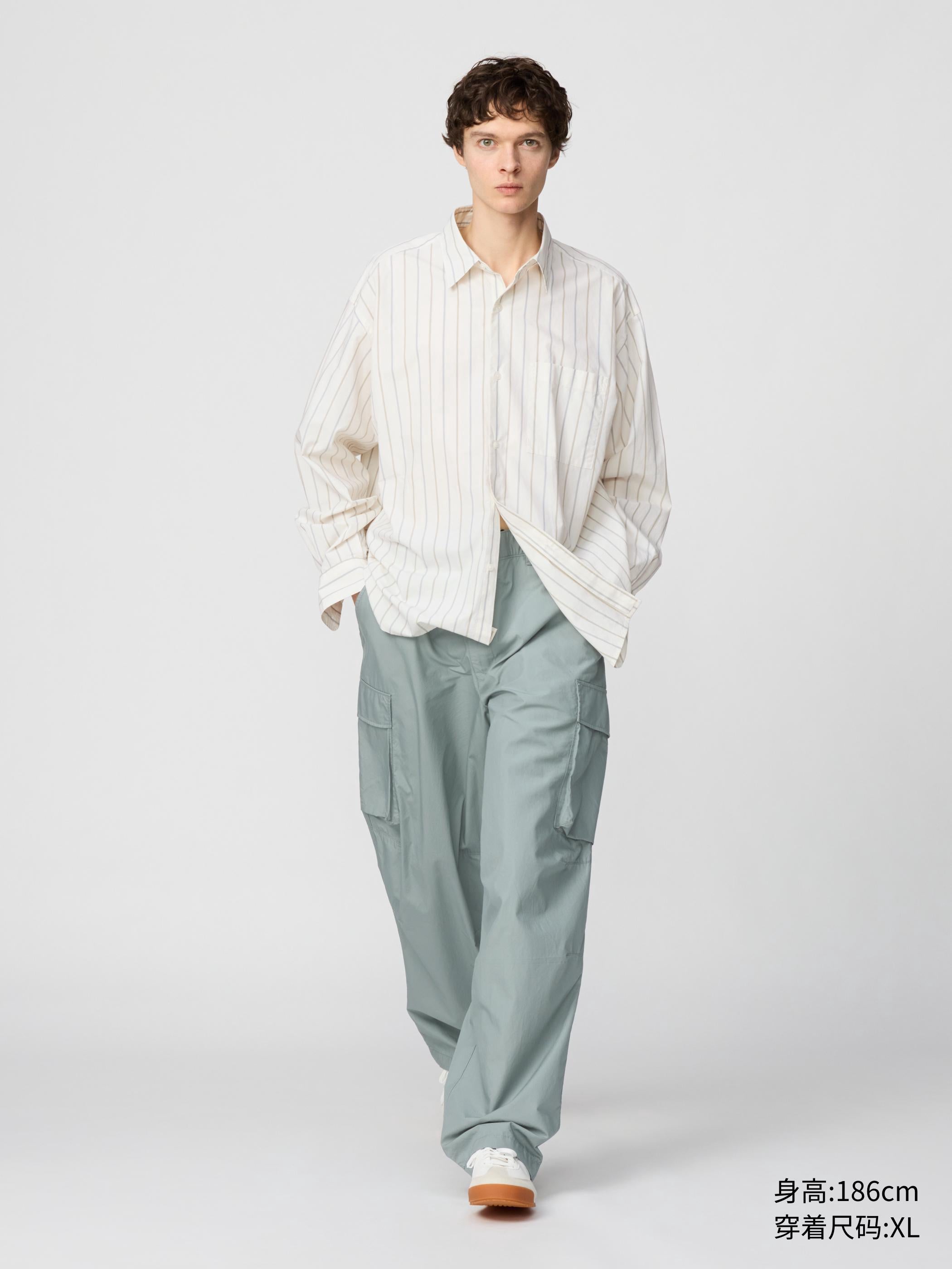 Uniqlo C series cooperative men's and women's loose striped shirt/long-sleeved shirt casual new 476025