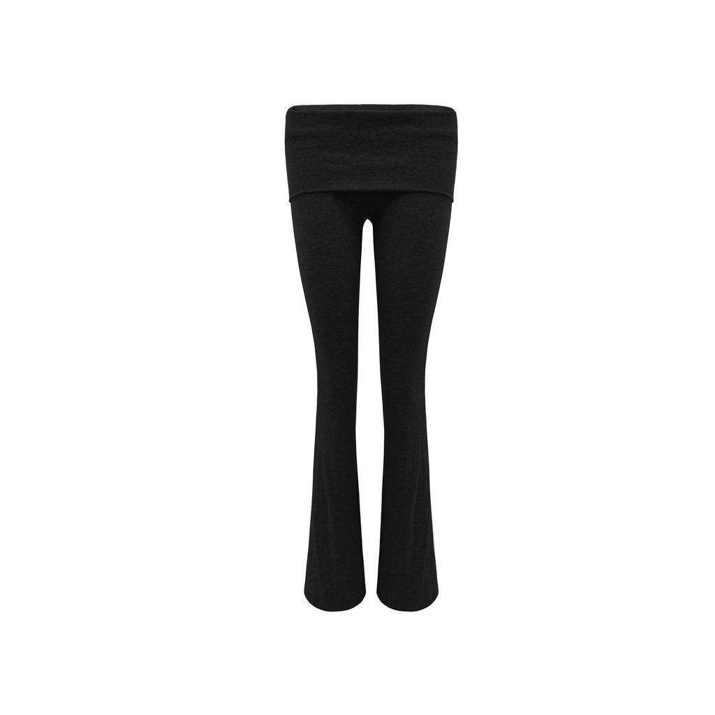 Veryrareme Flanged Slim-Fit Low-rise Yoga Casual Pants