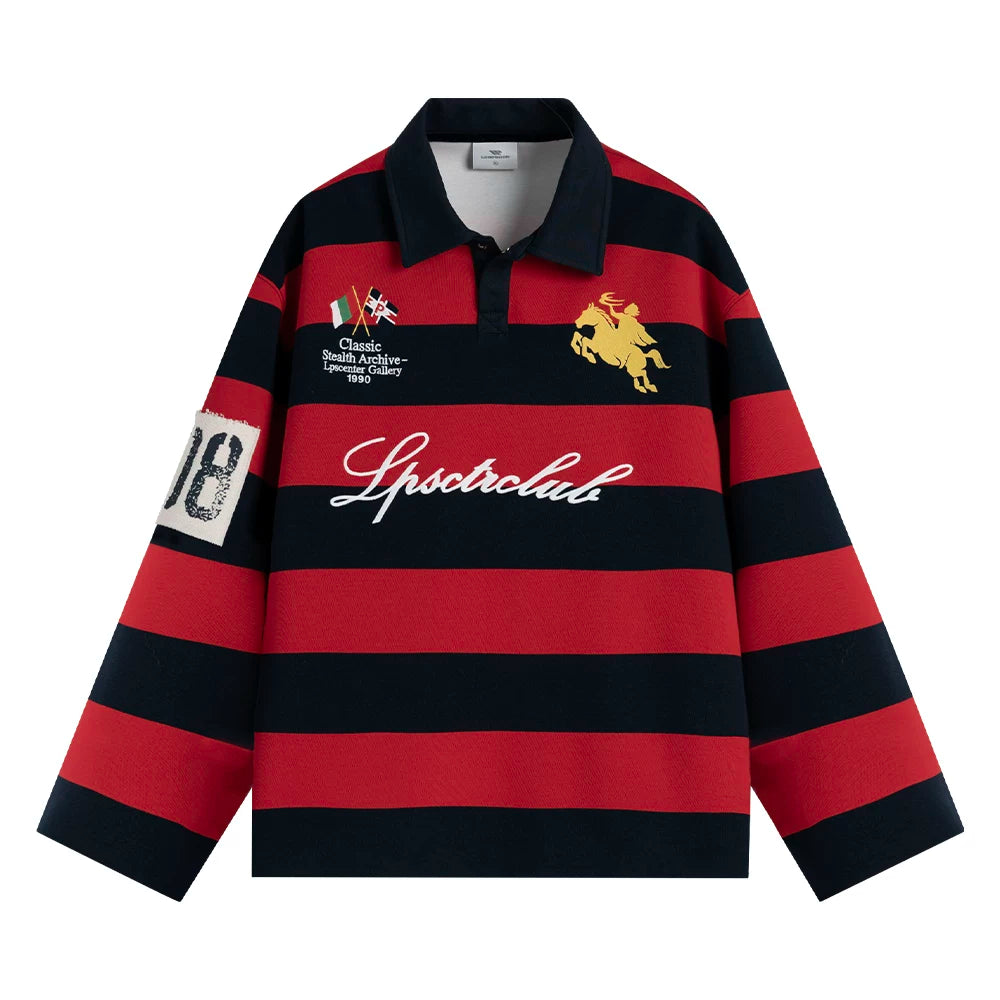 Loopsoon Vintage Striped POLO Neck Sweater Couple