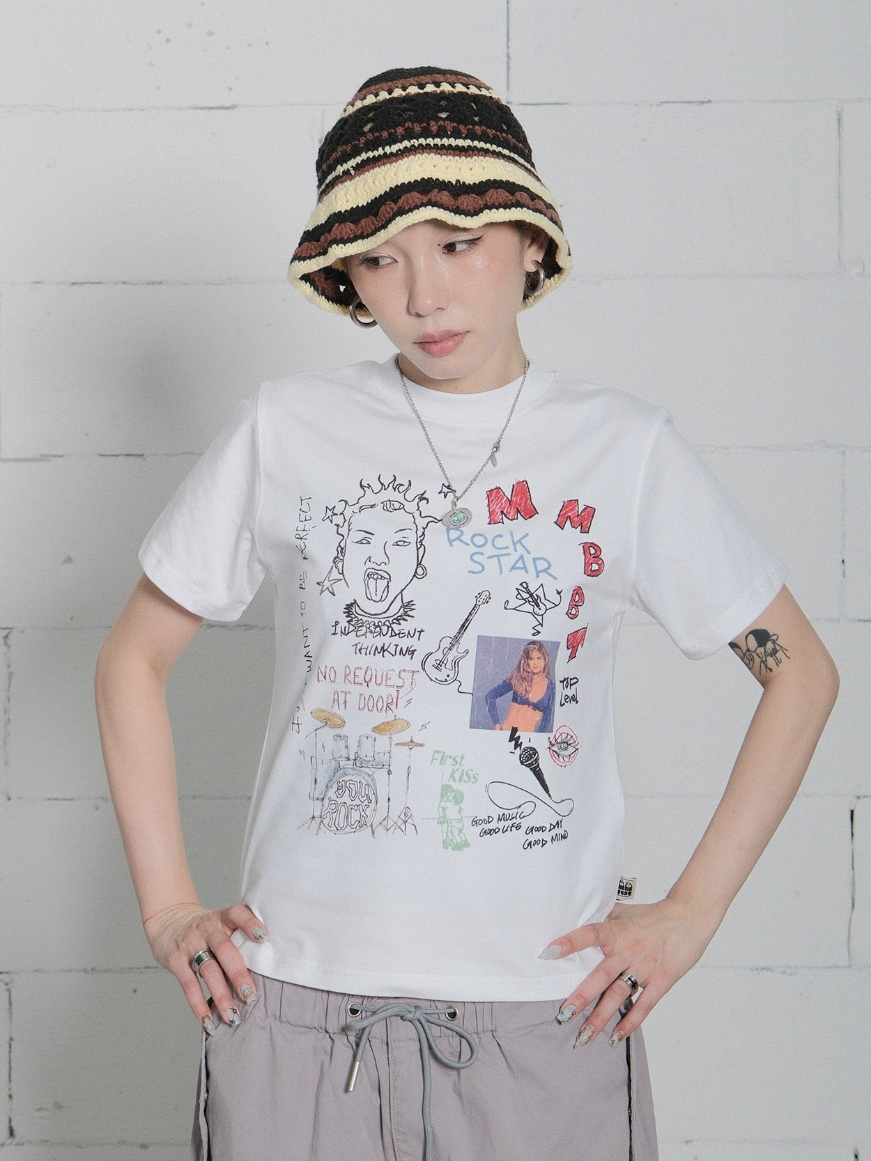 MMBBT Rock Graffiti Print Loose Tee