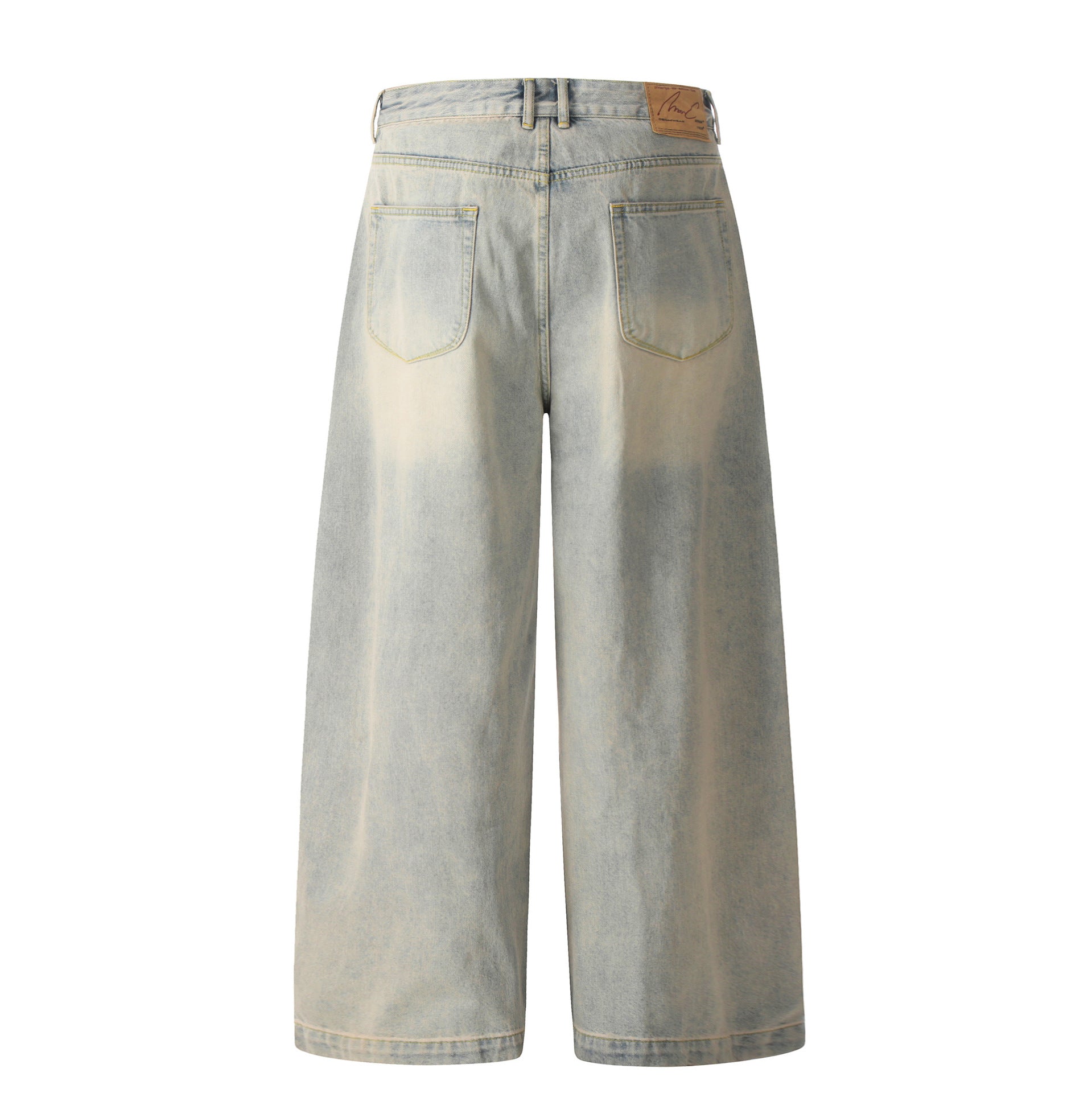 11KN retro washed old jeans pleated loose wide-leg trousers
