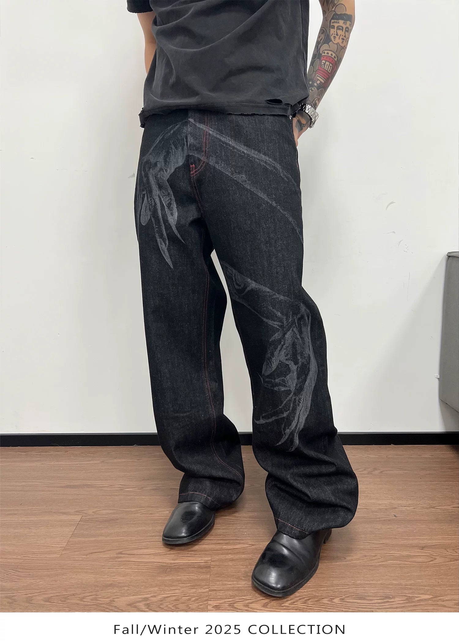 WANNA LAB Straight Baggy Jeans
