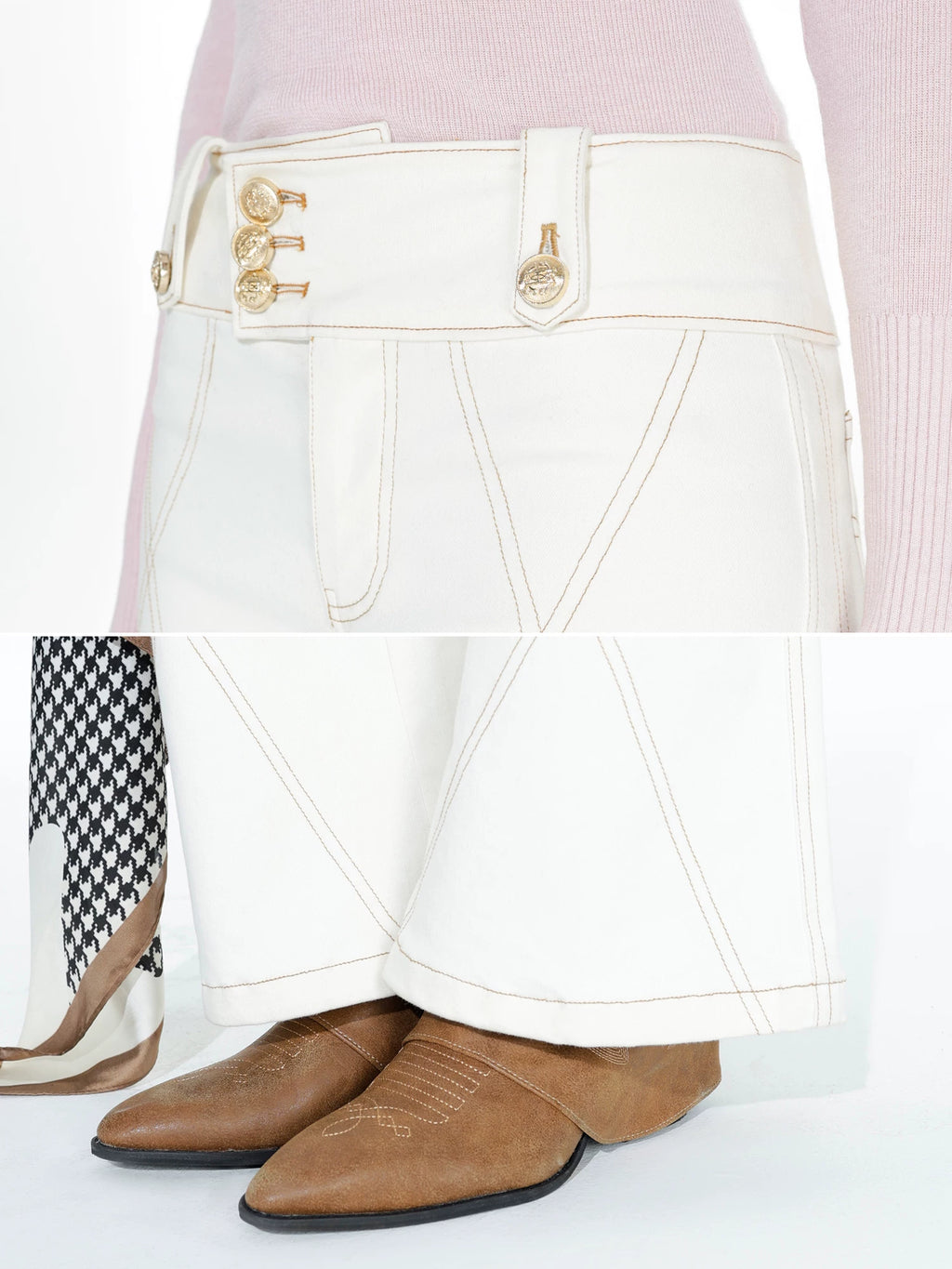 Audwyn Open-line Stretch Slim Casual Flared Trousers