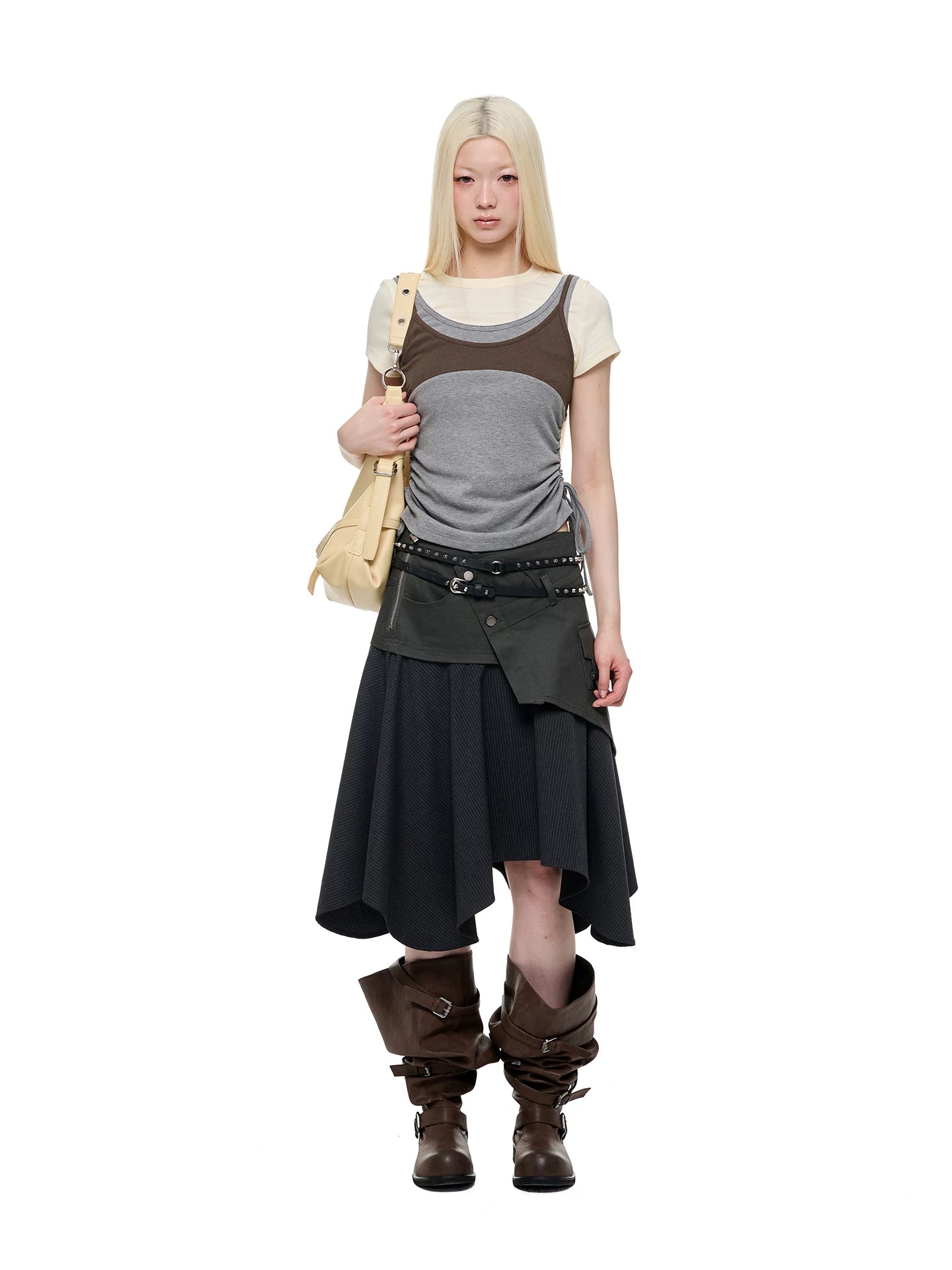 JIKOO Lace Drawstring Waist-cinching Tee