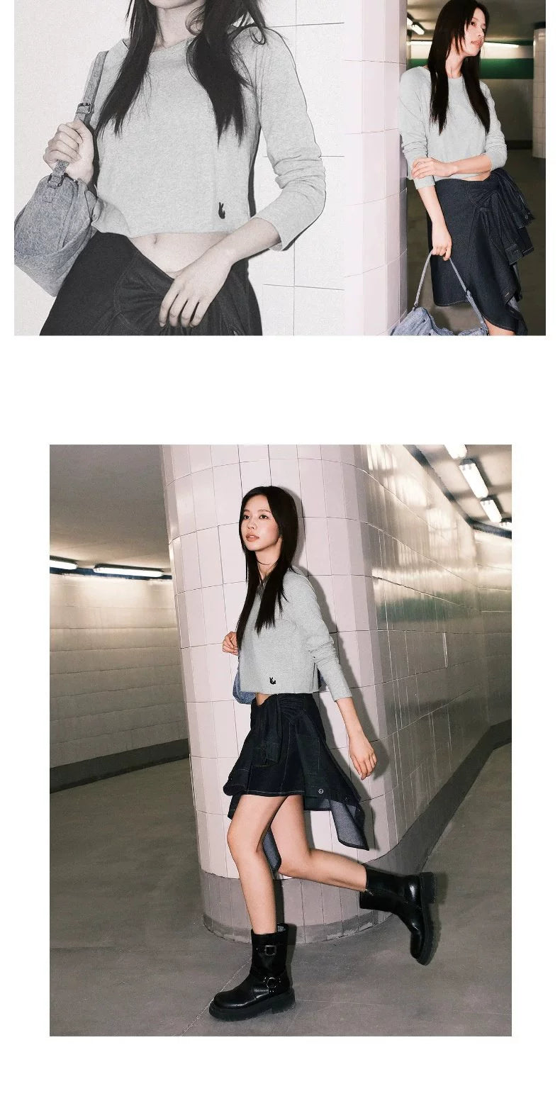 URBAN REVIVO Fun Pattern Crew Neck Long Sleeve