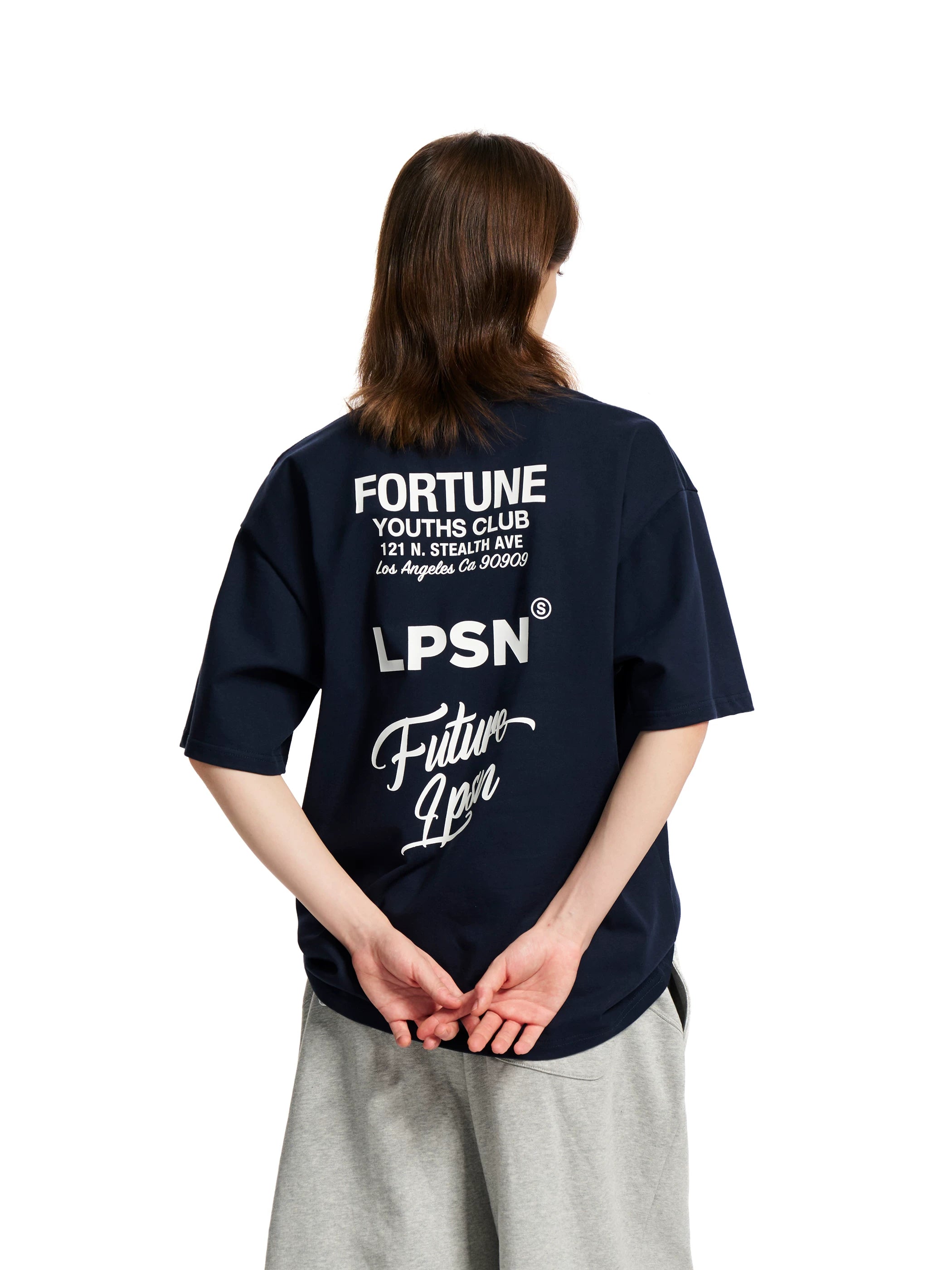 Loopsoon Letters Behind The Large Print Versatile Casual Tee