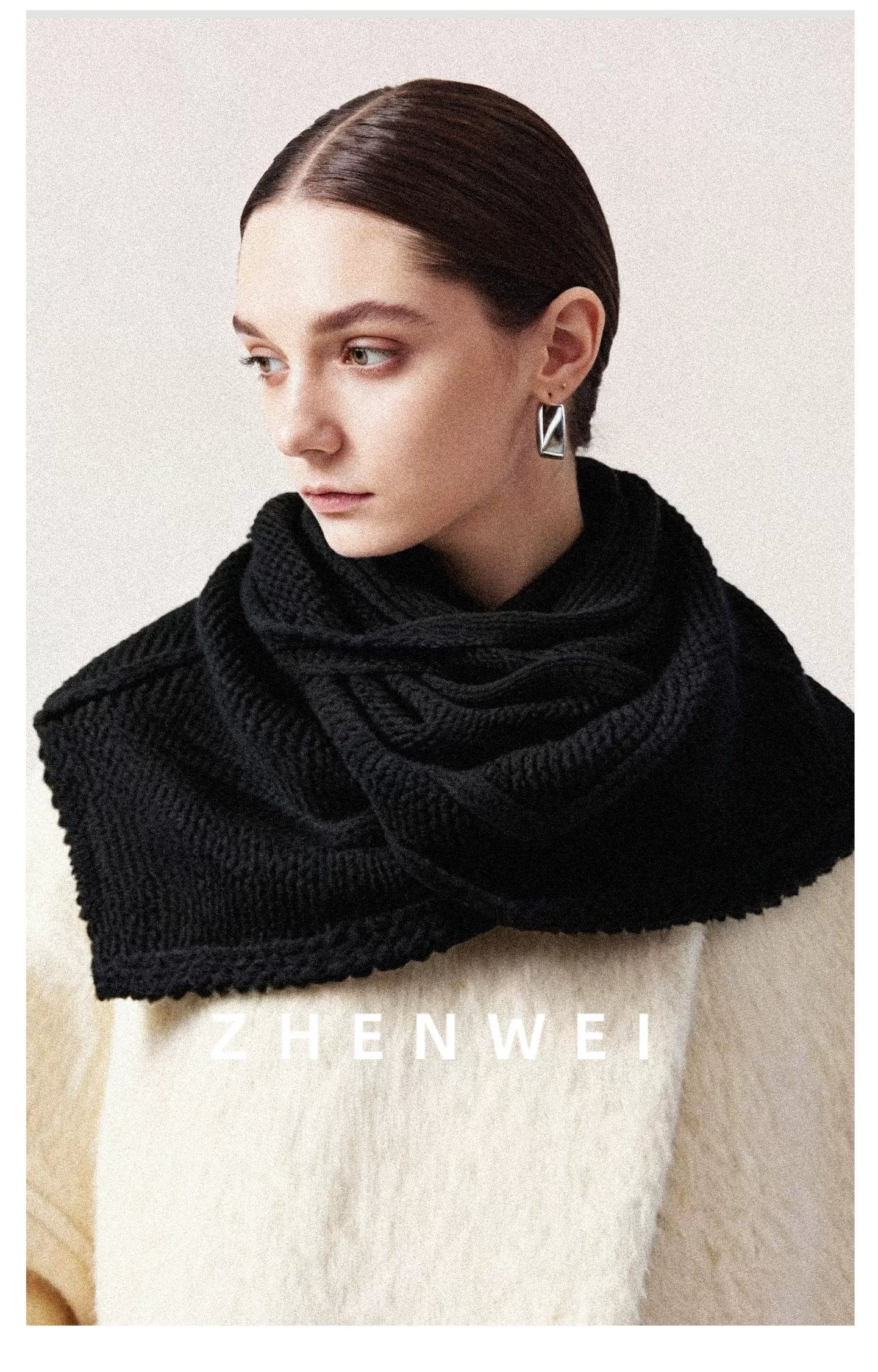 ZHENWEI Knitted Twist Cross Button Neck Protector Scarf Shawl