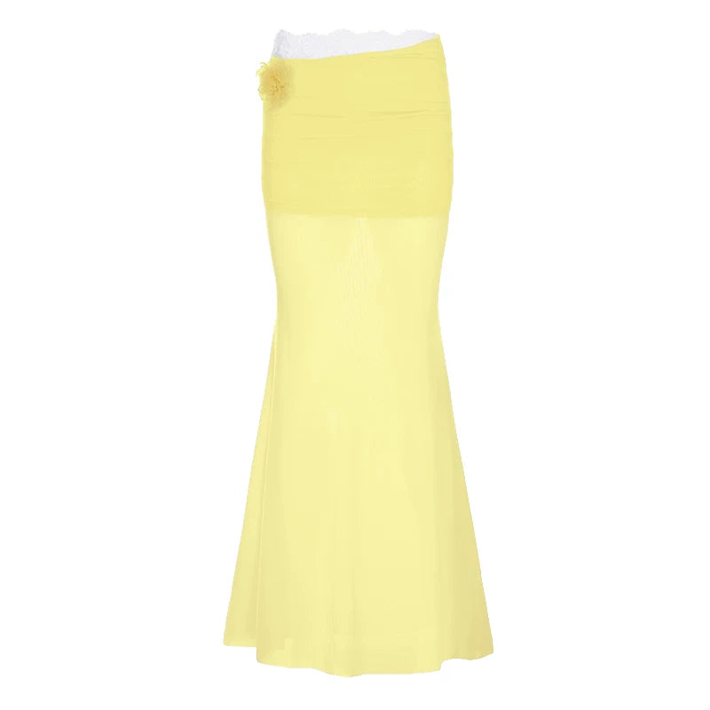 FUNOFF Mesh Fishtail Lace Floral Dress
