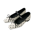 Mooreyu Polka Dot Bow Pointed Shoes