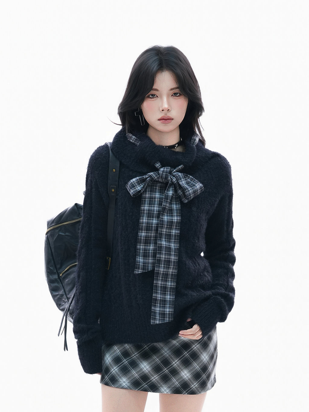 Zuocisankon High-end Bow-tie Turtleneck Sweater