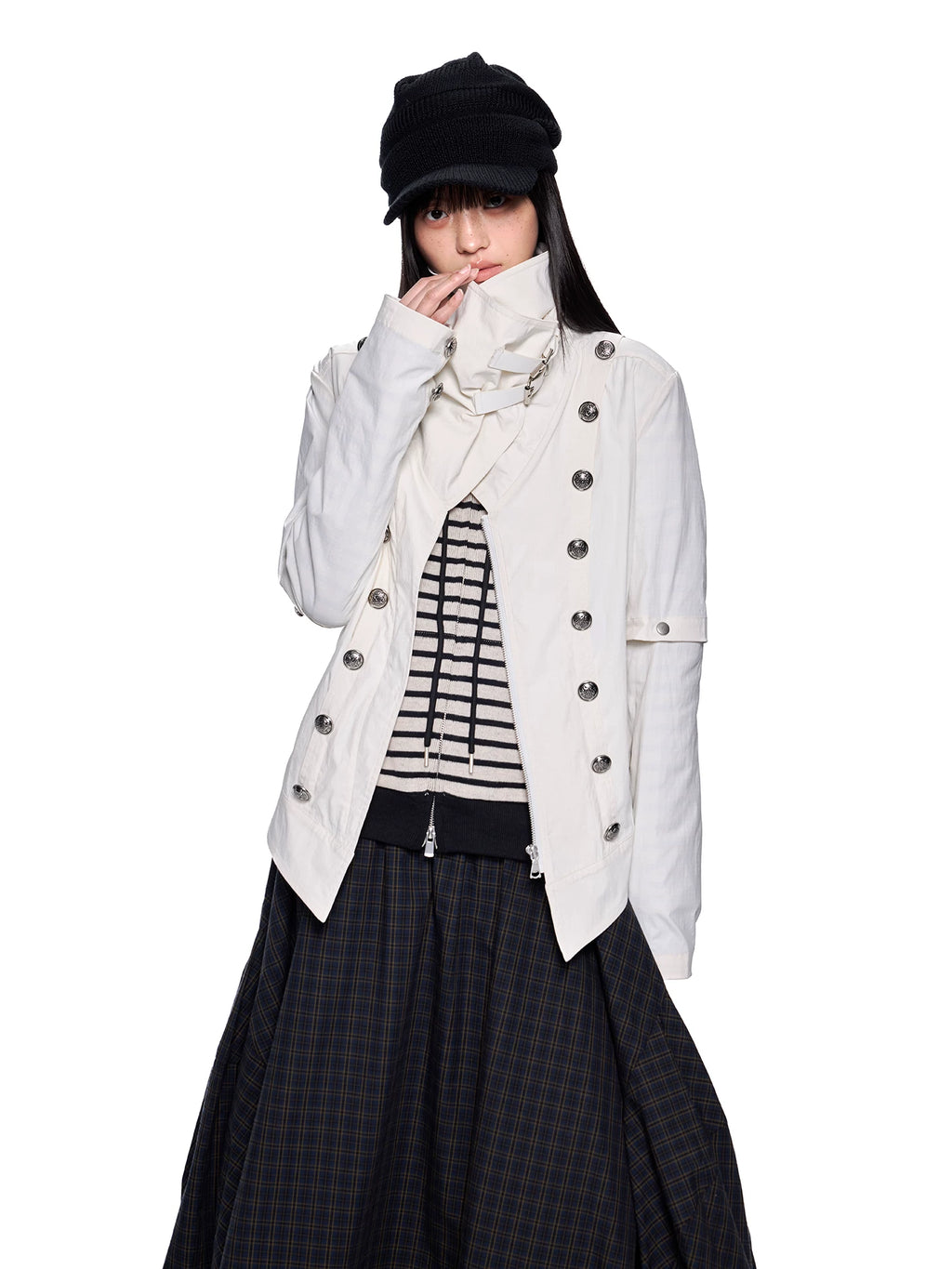 EZEK Turtleneck Metal Buckle Slim Jacket