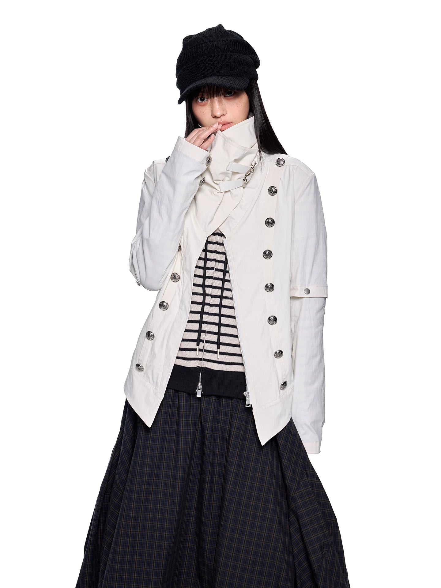 EZEK Turtleneck Metal Buckle Slim Jacket