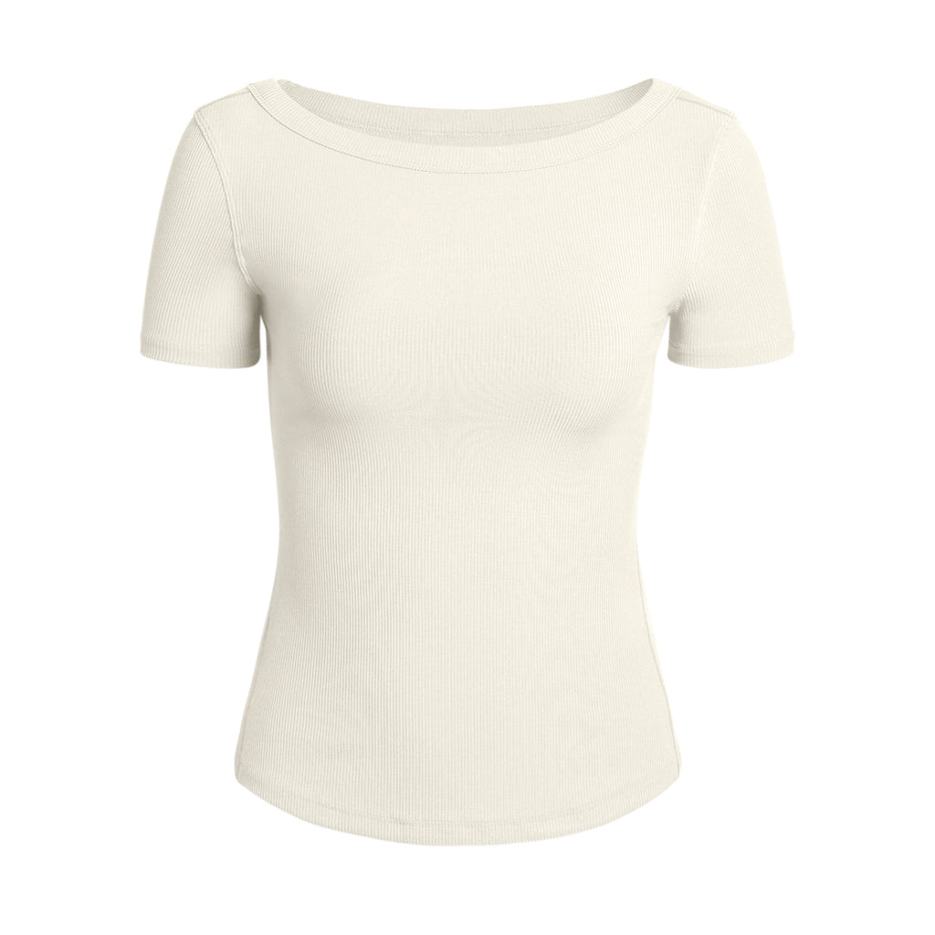 Athena Lulu One-word Collar Nude Sports Fitness Tee