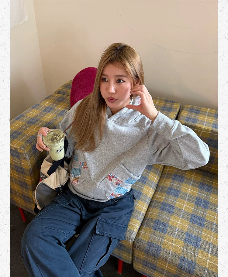 CCYE   Stitched Patch Embroidered Hooded Sweater