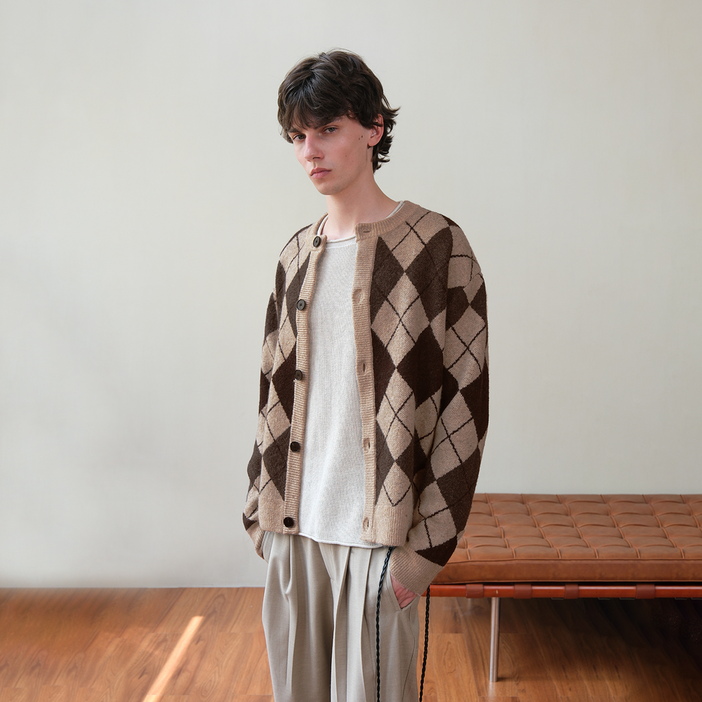 Set for Life Retro Rhombus Checked Wool Casual Sweater