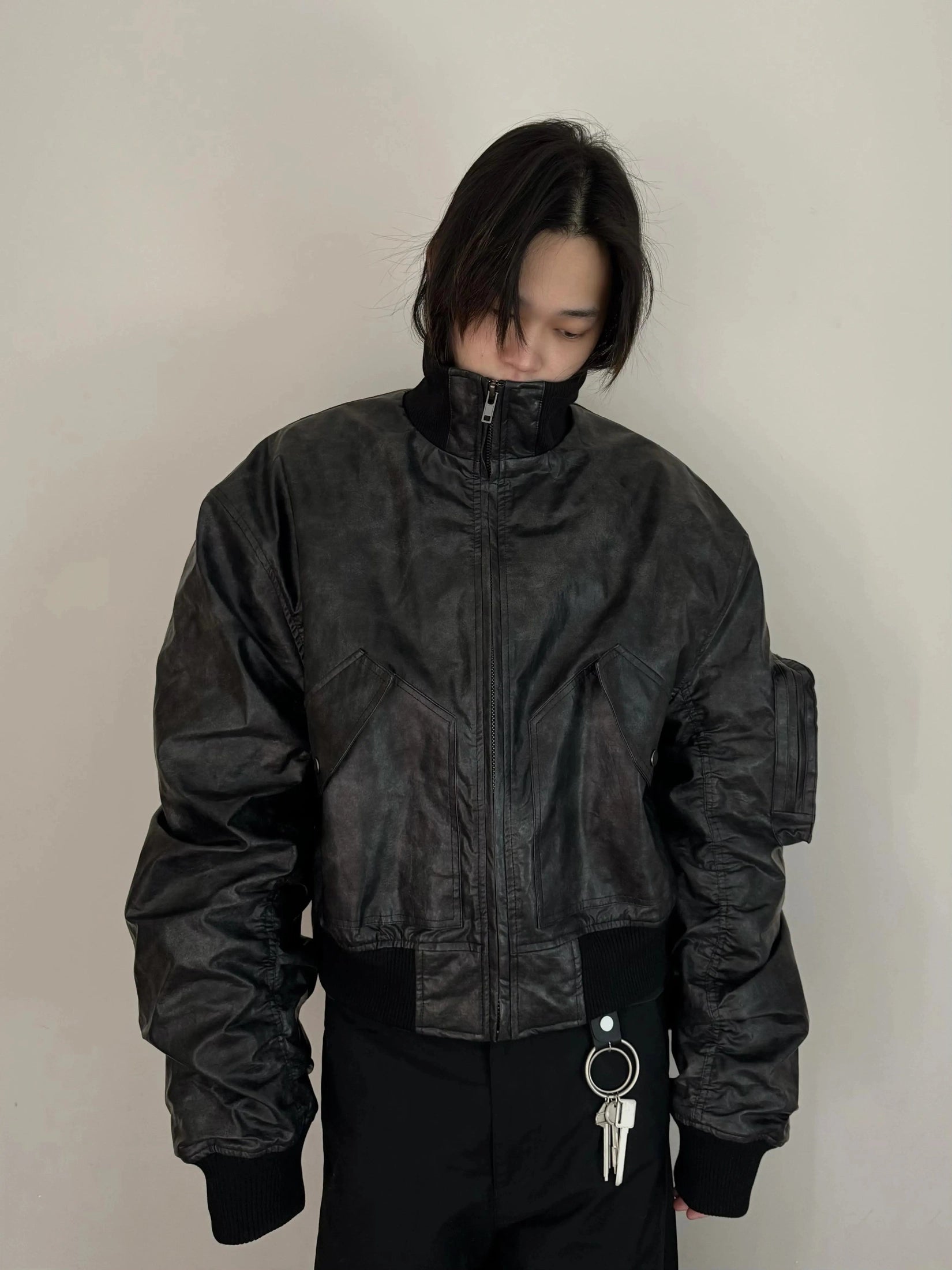 URRRGE Retro Short High-end Leather Jacket