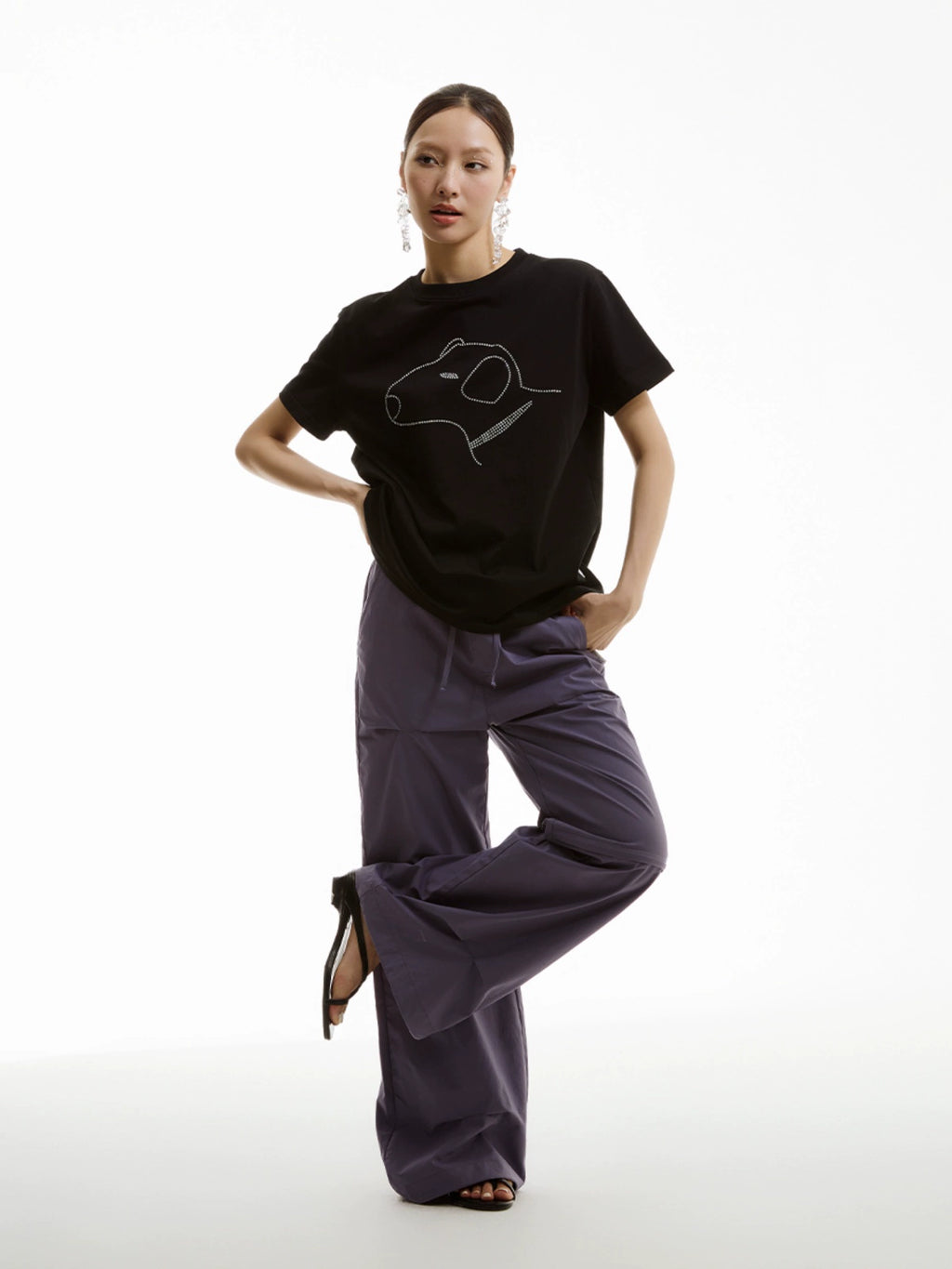 FUNKYFUN Three-layer Pull-pleated Wide-waisted Straight-leg Trench Coat Casual Pants