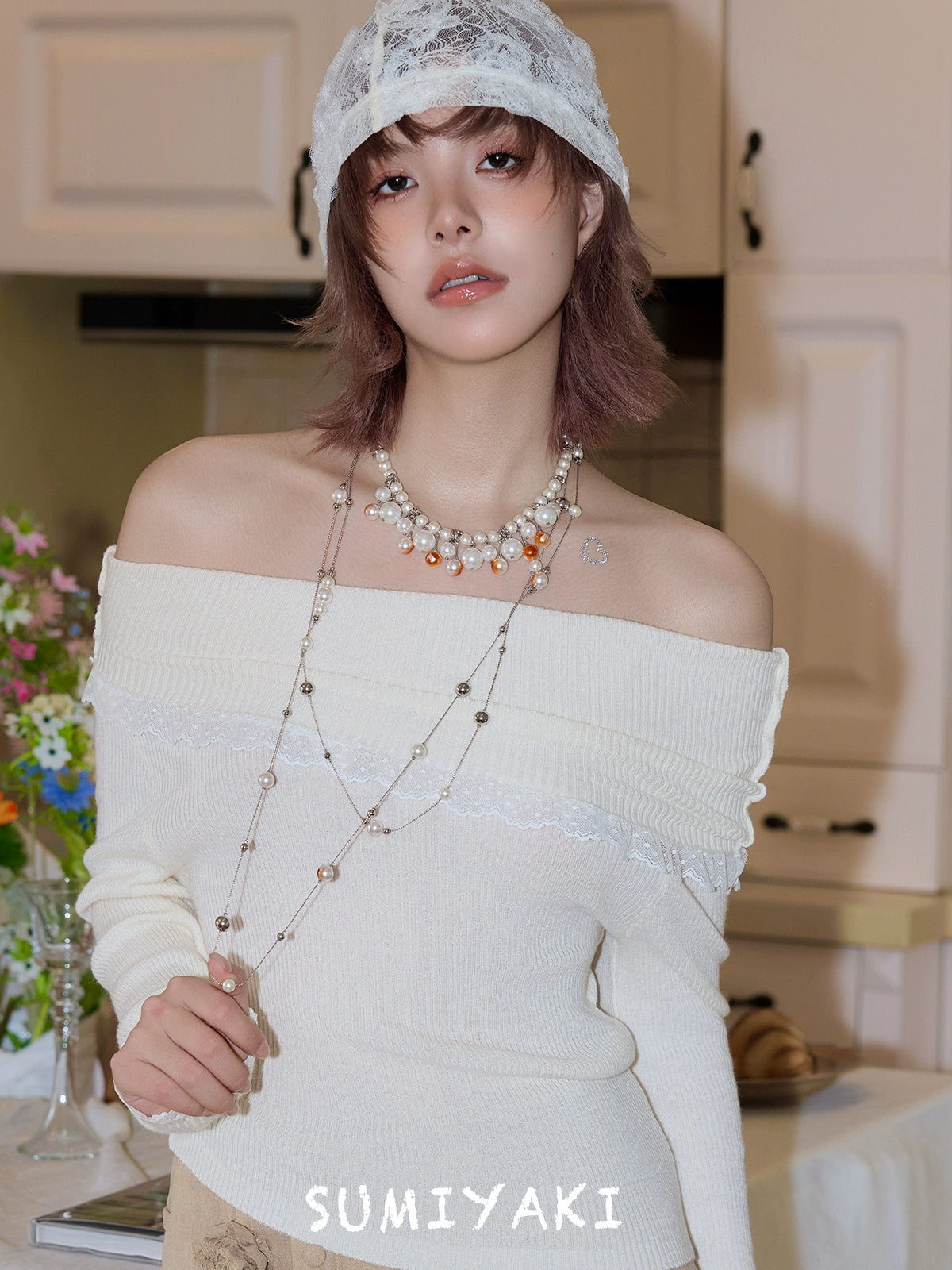 SUMIYAKI Burning Broken Pearl Necklace