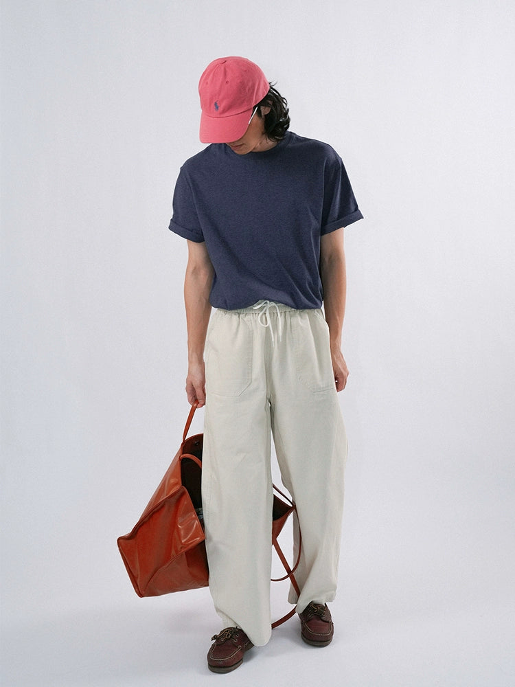 O3PARK Japanese Loose and Versatile Scimitar Silhouette Casual Pants