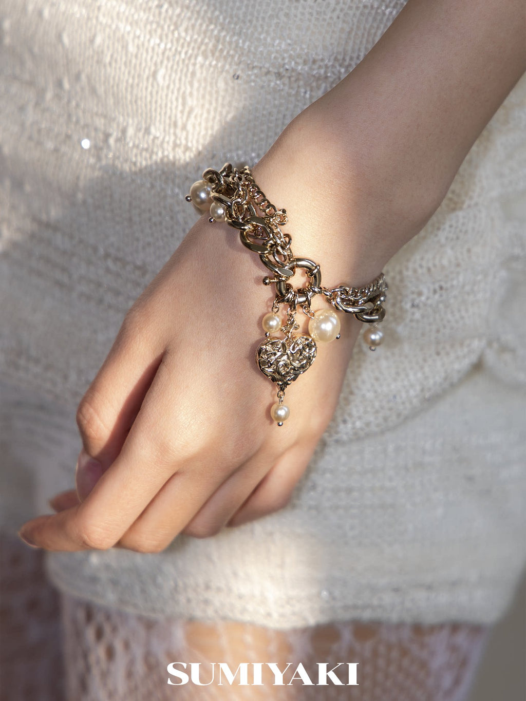SUMIYAKI Double-sided Relief Love Pearl Bracelet