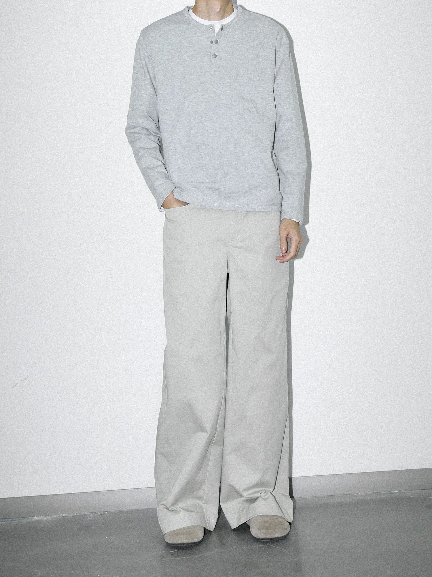 PLUS NO LOGO A Straight Wide-leg Slacks