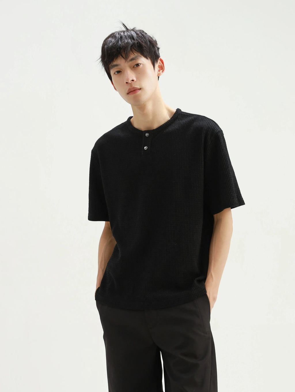 Stay the Night Romagna Henry Neck Loose Casual Simple T-Shirt