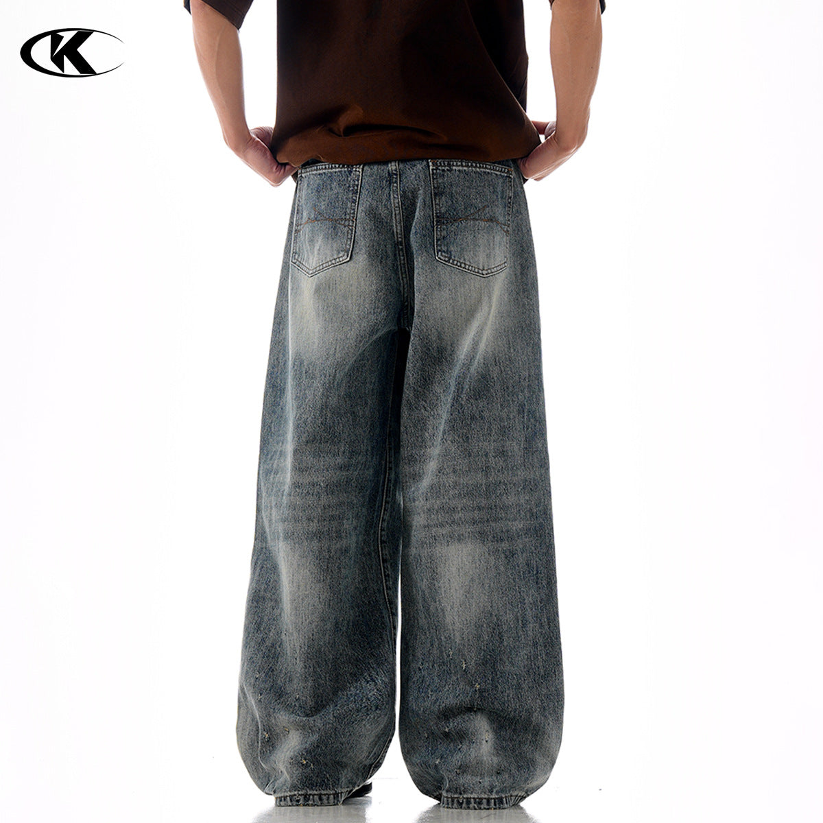 11KN Retro Loose Gradual Change Wear Three-dimensional Casual Pants