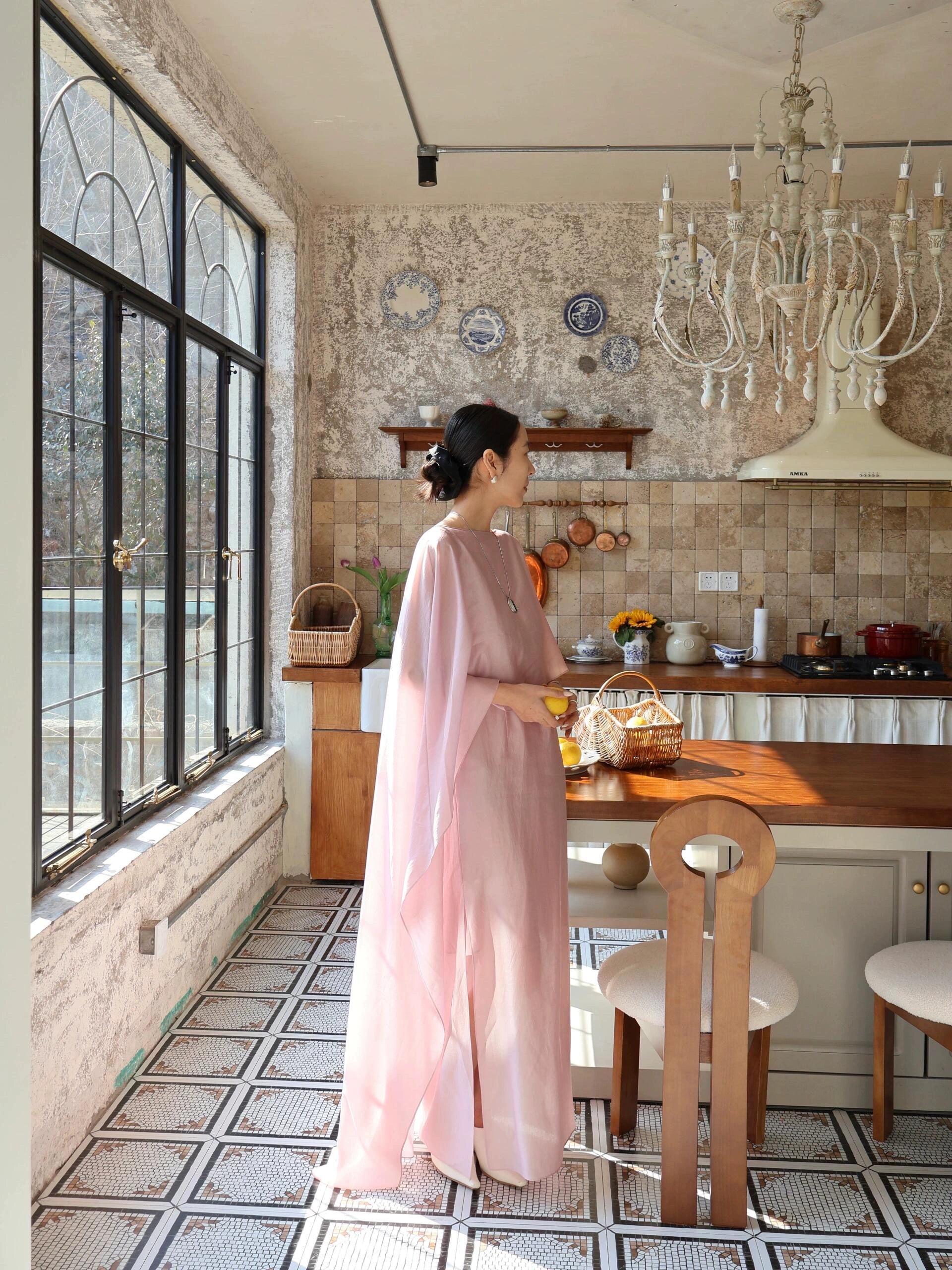 1S Shawl Split Dress Vacation Dress