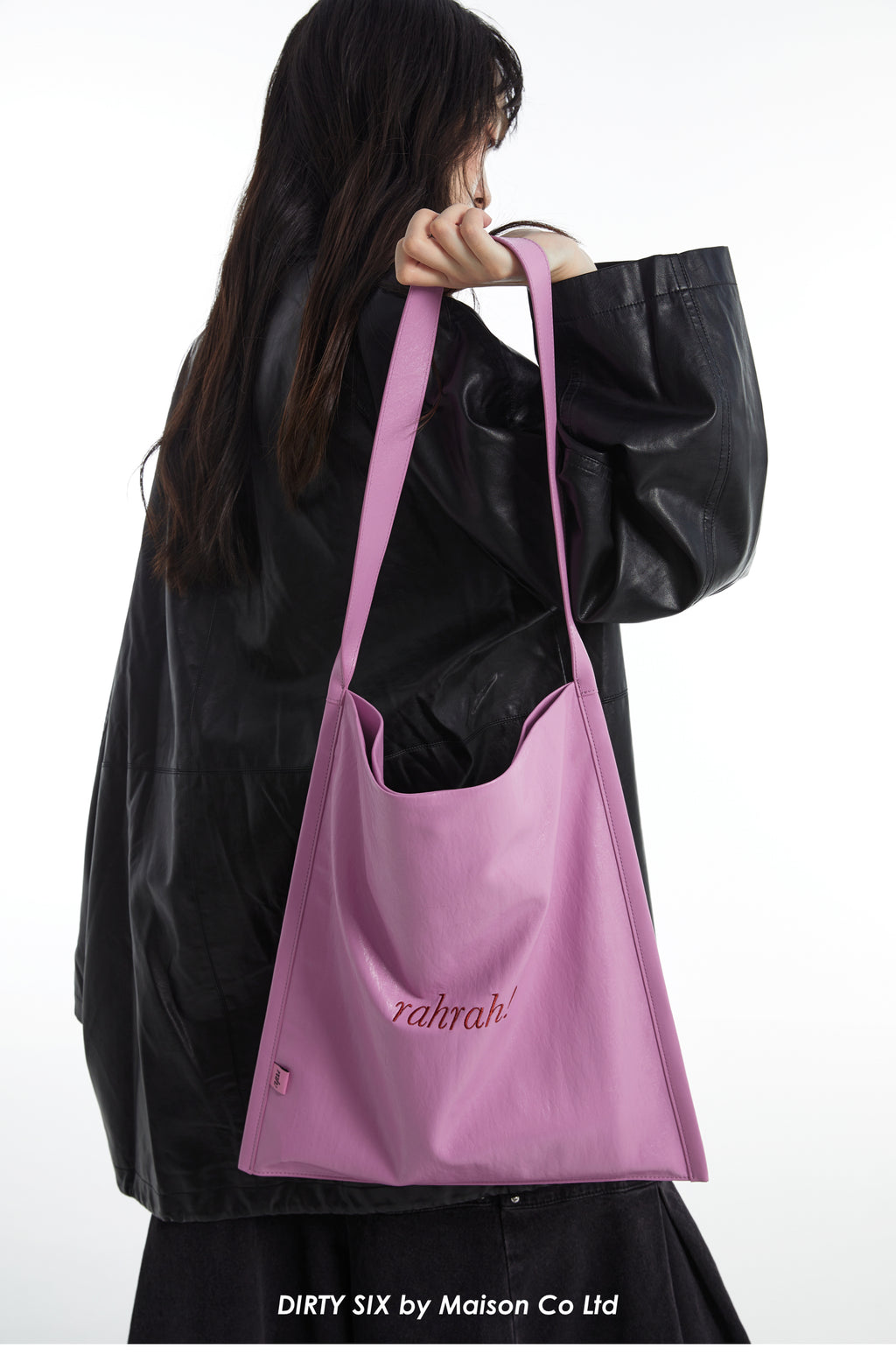 DirtySix "rahrah!" contrasting embroidery thread leather tote bag